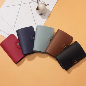 24 Slots Bits Card Holder Bag Simple Solid Color Pocket Case Women Men Credit ID Card Organizer Leather Cardholder Wallet | TageUnlimited