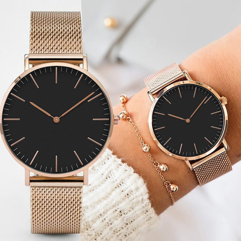 Luxury Rose Gold Watch Women Bracelet Watches Top Brand Ladies Casual Quartz Watch Steel Women Wristwatch Montre Femme | TageUnlimited