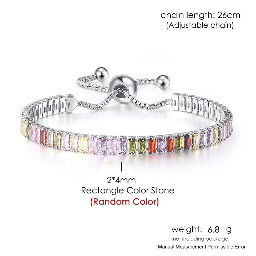 Adjustable Multicolor Tennis Bracelets For Women Ladies Wedding Rainbow Colorful Zircon Charm Bracelet Hand Chain Jewelry DZH043 | 0 | Tage-Active