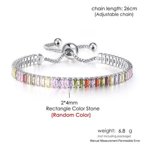 Adjustable Multicolor Tennis Bracelets For Women Ladies Wedding Rainbow Colorful Zircon Charm Bracelet Hand Chain Jewelry DZH043 | 0 | Tage-Active