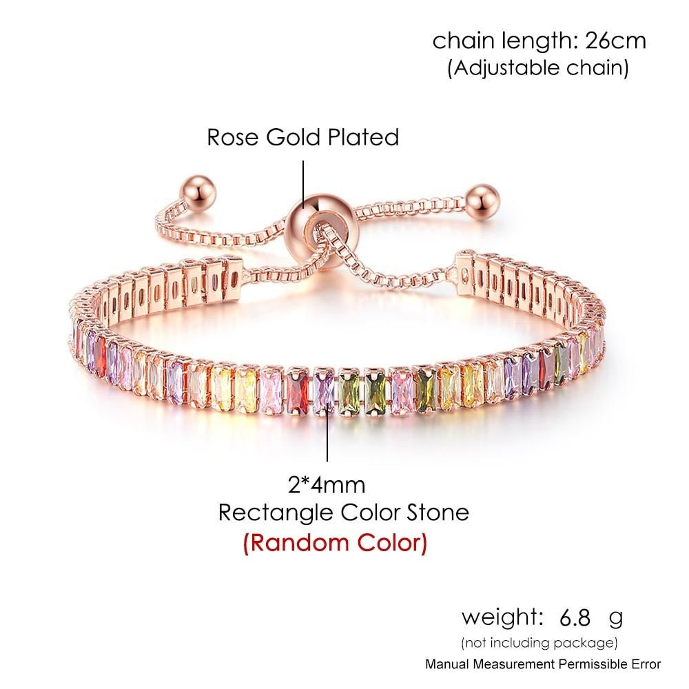 Adjustable Multicolor Tennis Bracelets For Women Ladies Wedding Rainbow Colorful Zircon Charm Bracelet Hand Chain Jewelry DZH043 | 0 | Tage-Active