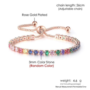 Adjustable Multicolor Tennis Bracelets For Women Ladies Wedding Rainbow Colorful Zircon Charm Bracelet Hand Chain Jewelry DZH043 | 0 | Tage-Active