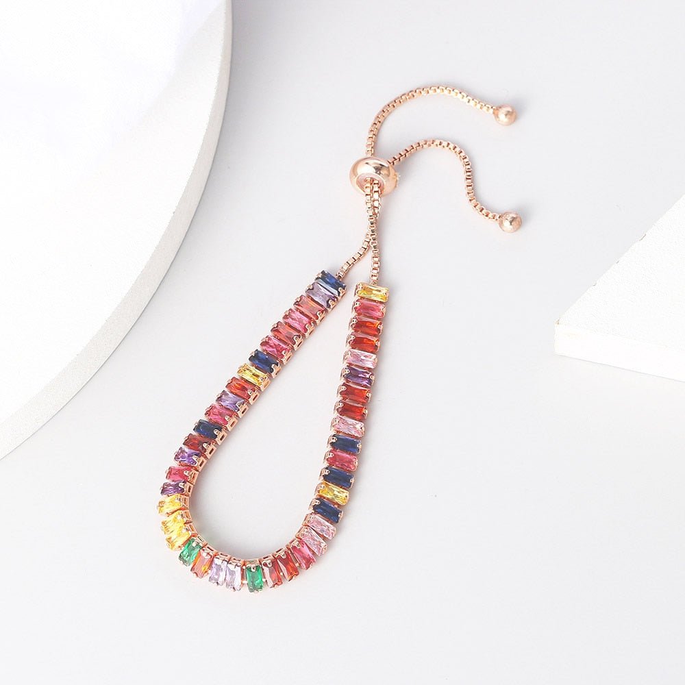 Adjustable Multicolor Tennis Bracelets For Women Ladies Wedding Rainbow Colorful Zircon Charm Bracelet Hand Chain Jewelry DZH043 | 0 | Tage-Active