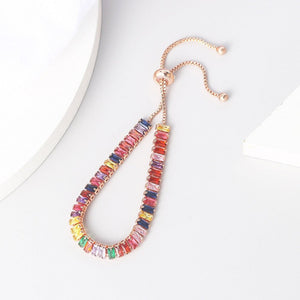 Adjustable Multicolor Tennis Bracelets For Women Ladies Wedding Rainbow Colorful Zircon Charm Bracelet Hand Chain Jewelry DZH043 | 0 | Tage-Active