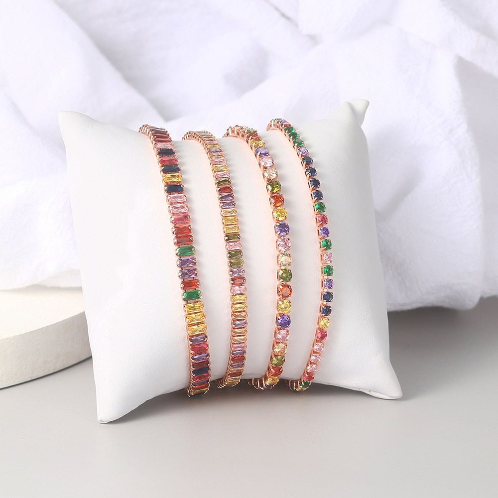 Adjustable Multicolor Tennis Bracelets For Women Ladies Wedding Rainbow Colorful Zircon Charm Bracelet Hand Chain Jewelry DZH043 | 0 | Tage-Active