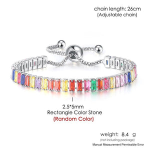 Adjustable Multicolor Tennis Bracelets For Women Ladies Wedding Rainbow Colorful Zircon Charm Bracelet Hand Chain Jewelry DZH043 | 0 | Tage-Active