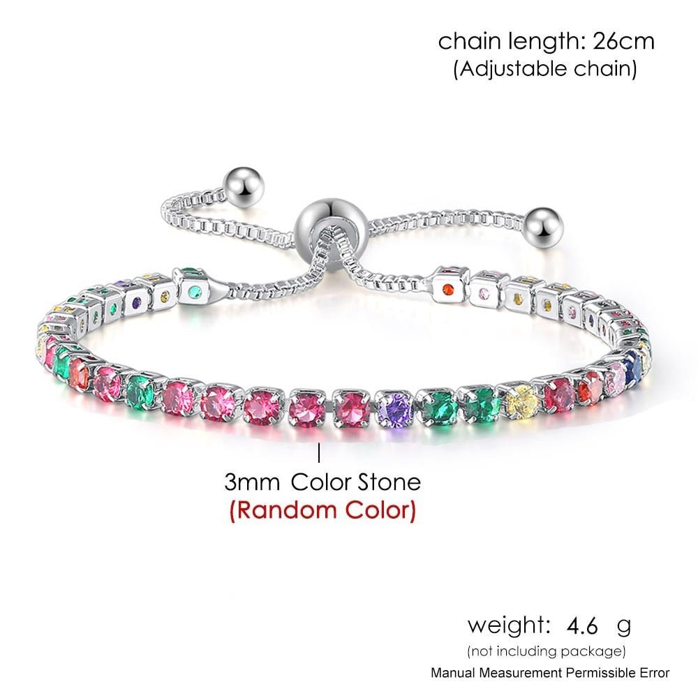 Adjustable Multicolor Tennis Bracelets For Women Ladies Wedding Rainbow Colorful Zircon Charm Bracelet Hand Chain Jewelry DZH043 | 0 | Tage-Active