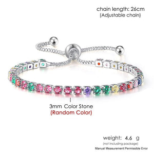 Adjustable Multicolor Tennis Bracelets For Women Ladies Wedding Rainbow Colorful Zircon Charm Bracelet Hand Chain Jewelry DZH043 | 0 | Tage-Active