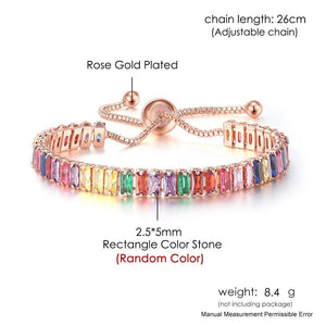 Adjustable Multicolor Tennis Bracelets For Women Ladies Wedding Rainbow Colorful Zircon Charm Bracelet Hand Chain Jewelry DZH043 | 0 | Tage-Active