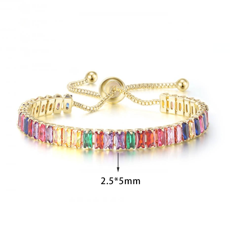 Adjustable Multicolor Tennis Bracelets For Women Ladies Wedding Rainbow Colorful Zircon Charm Bracelet Hand Chain Jewelry DZH043 | 0 | Tage-Active
