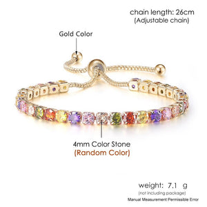 Adjustable Multicolor Tennis Bracelets For Women Ladies Wedding Rainbow Colorful Zircon Charm Bracelet Hand Chain Jewelry DZH043 | 0 | Tage-Active
