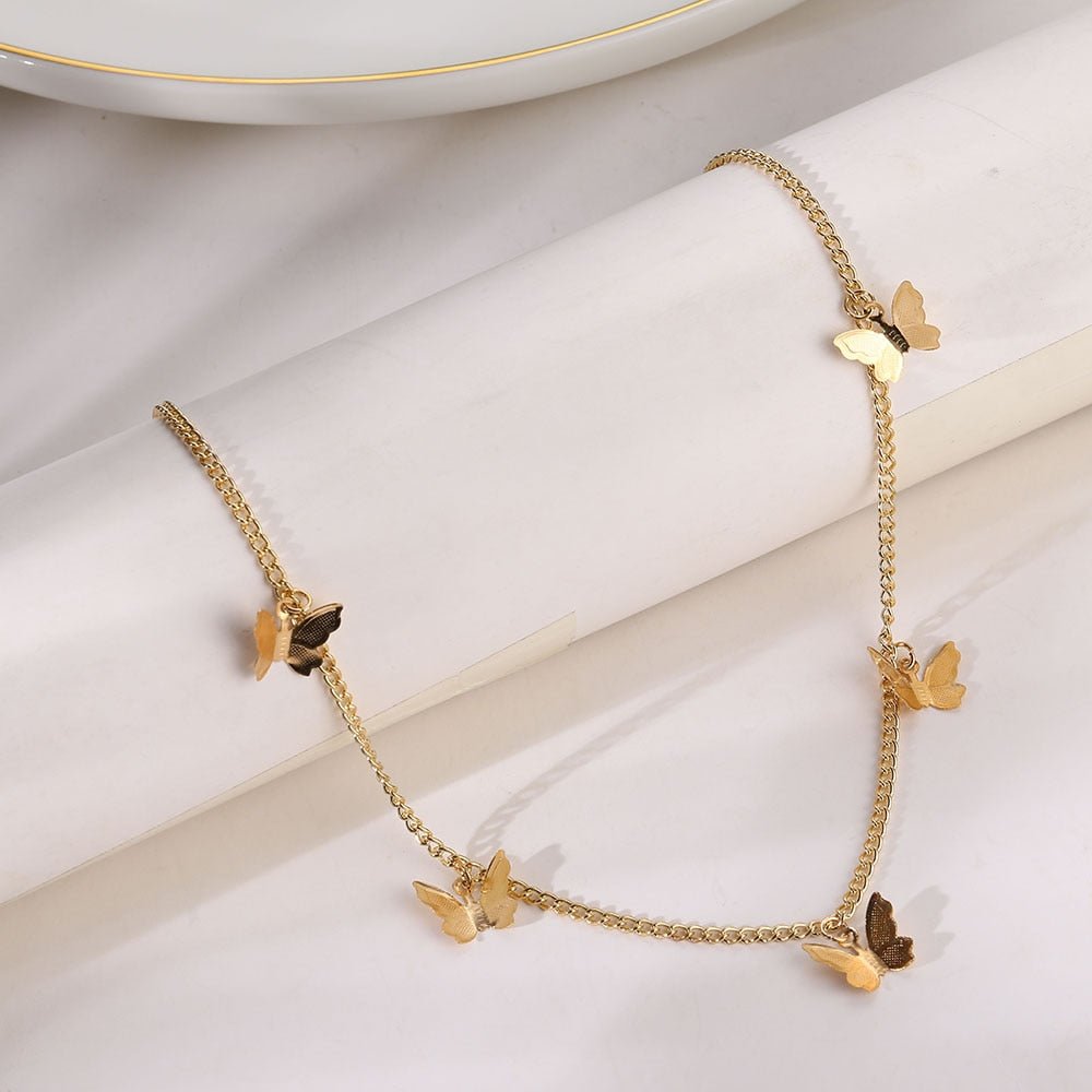Animal Butterfly Short Necklace Vintage Golden Chain Butterfly Neck Necklace Bohemian Fashion Clavic Necklace Jewelry | 0 | Tage-Active