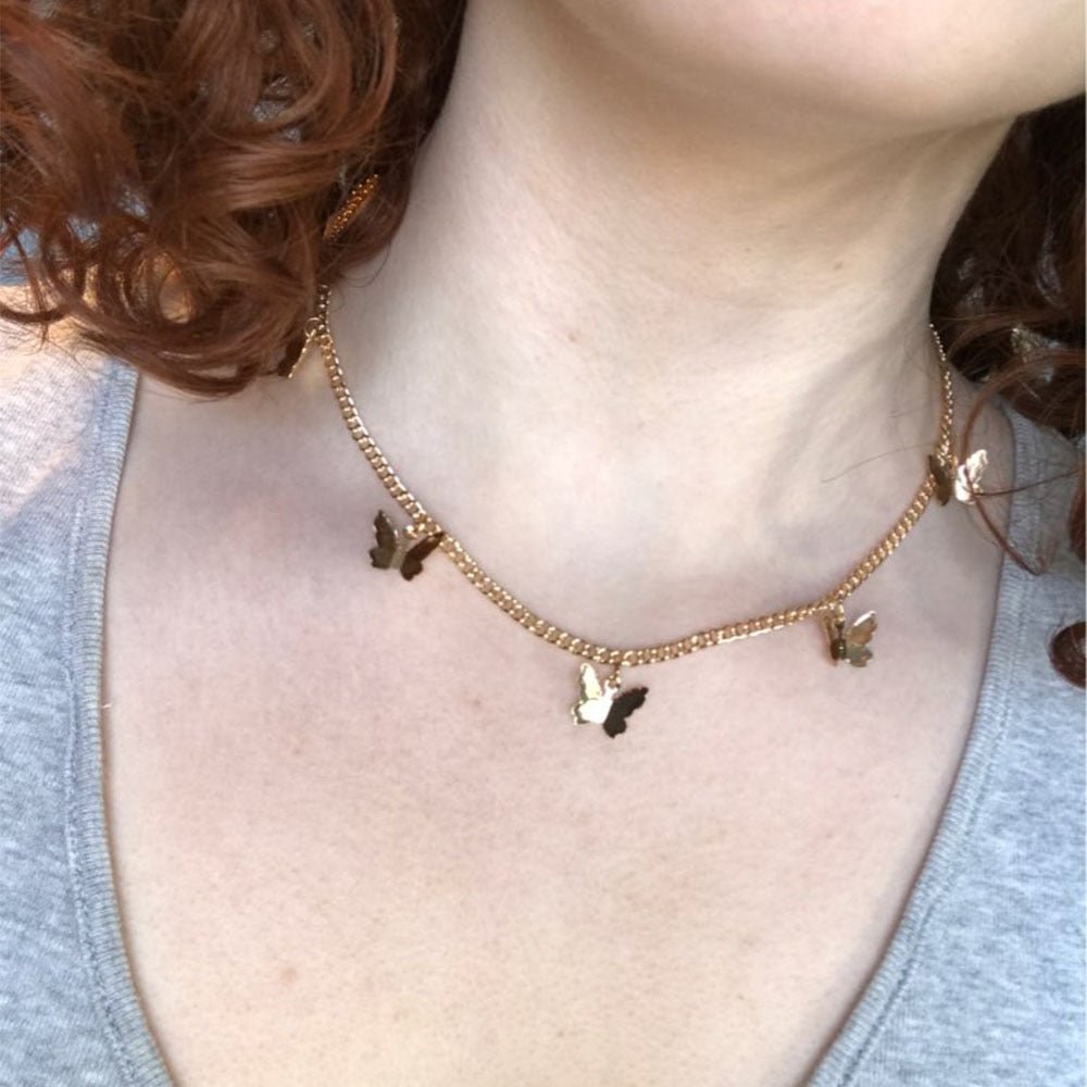 Animal Butterfly Short Necklace Vintage Golden Chain Butterfly Neck Necklace Bohemian Fashion Clavic Necklace Jewelry | 0 | Tage-Active