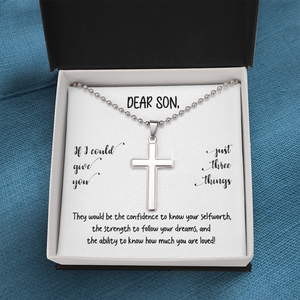 Dear Son | You Are Loved (Cross Necklace with Ball Chain)❤️💎 | Jewelry | A1014T, E070T, lx-E070, PB23-WOOD, PROD-1834959, PT-1512, TNM-1, USER-43062 | TageUnlimited