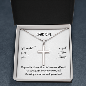 Dear Son | You Are Loved (Cross Necklace with Ball Chain)❤️💎 | Jewelry | A1014T, E070T, lx-E070, PB23-WOOD, PROD-1834959, PT-1512, TNM-1, USER-43062 | TageUnlimited