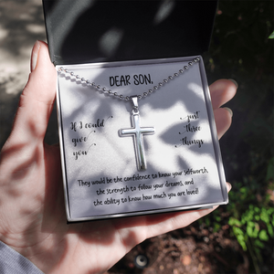 Dear Son | You Are Loved (Cross Necklace with Ball Chain)❤️💎 | Jewelry | A1014T, E070T, lx-E070, PB23-WOOD, PROD-1834959, PT-1512, TNM-1, USER-43062 | TageUnlimited