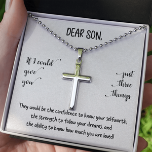Dear Son | You Are Loved (Cross Necklace with Ball Chain)❤️💎 | Jewelry | A1014T, E070T, lx-E070, PB23-WOOD, PROD-1834959, PT-1512, TNM-1, USER-43062 | TageUnlimited
