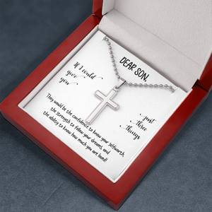 Dear Son | You Are Loved (Cross Necklace with Ball Chain)❤️💎 | Jewelry | A1014T, E070T, lx-E070, PB23-WOOD, PROD-1834959, PT-1512, TNM-1, USER-43062 | TageUnlimited