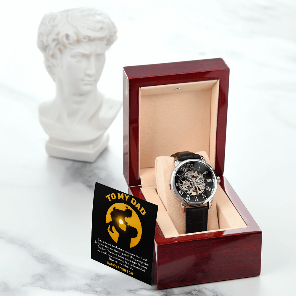 To My Dad Gift Watch | Your Arms Are My Shelter | Father's Day Gift | Jewelry | PB24-WOOD, PROD-2222093, PT-4320, USER-43062, W30044 | TageUnlimited