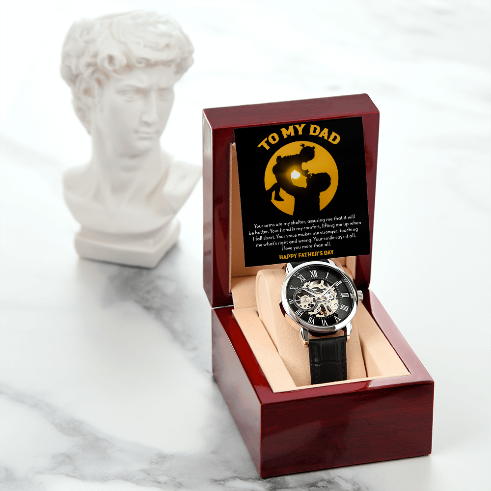 To My Dad Gift Watch | Your Arms Are My Shelter | Father's Day Gift | Jewelry | PB24-WOOD, PROD-2222093, PT-4320, USER-43062, W30044 | TageUnlimited