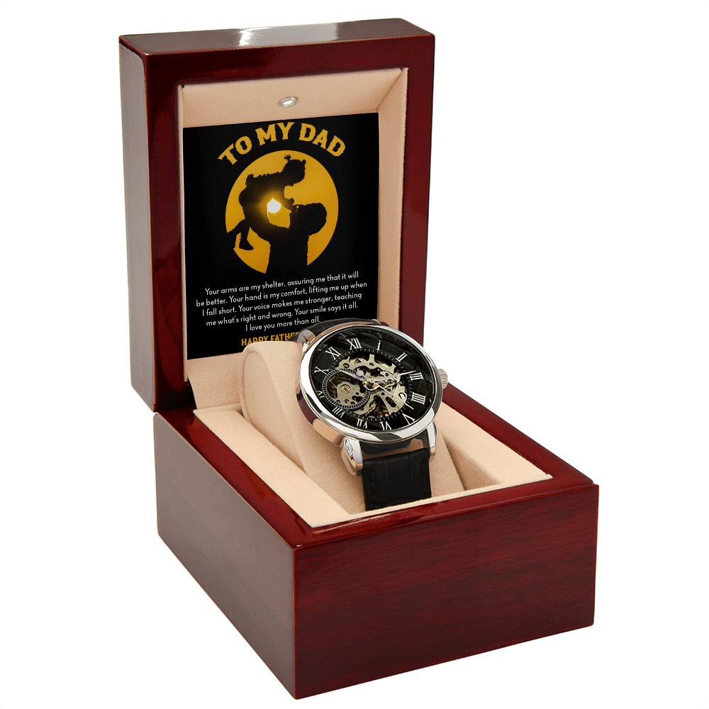 To My Dad Gift Watch | Your Arms Are My Shelter | Father's Day Gift | Jewelry | PB24-WOOD, PROD-2222093, PT-4320, USER-43062, W30044 | TageUnlimited