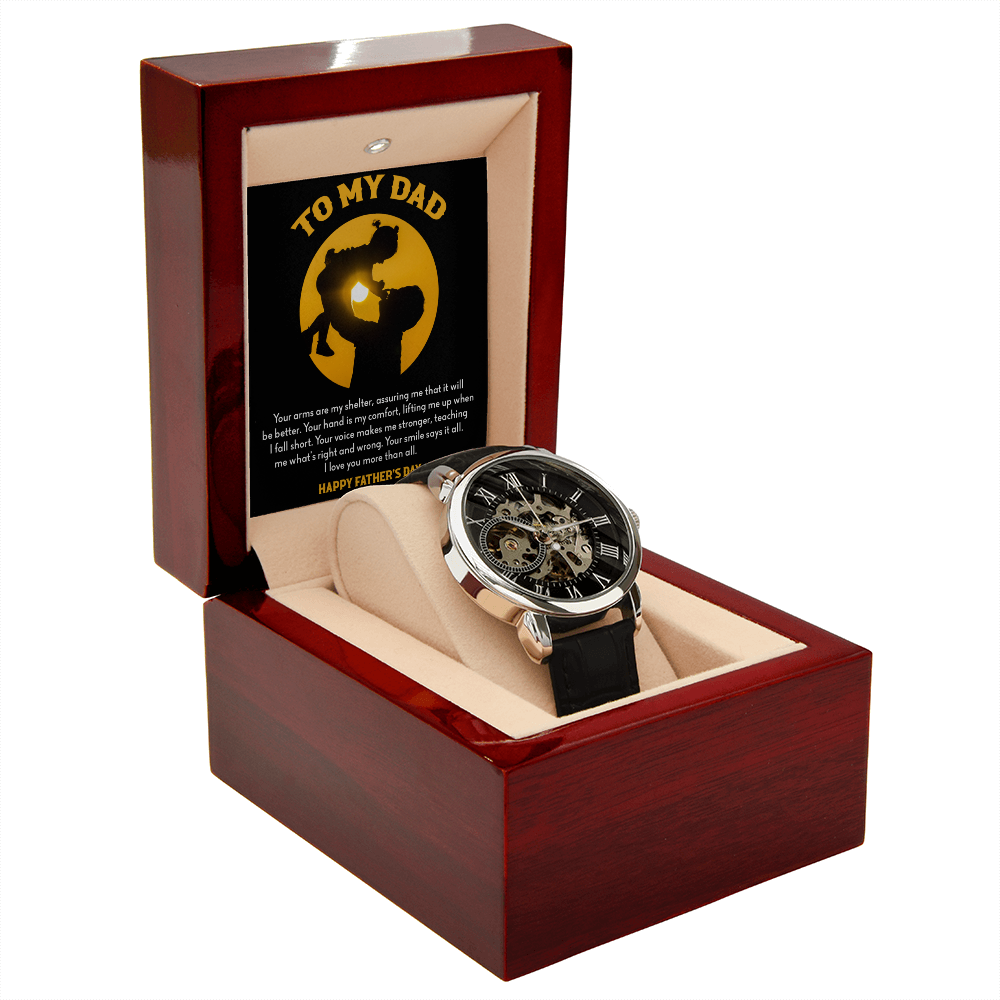 To My Dad Gift Watch | Your Arms Are My Shelter | Father's Day Gift | Jewelry | PB24-WOOD, PROD-2222093, PT-4320, USER-43062, W30044 | TageUnlimited