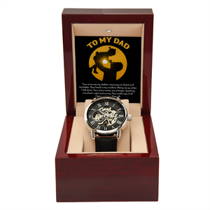 To My Dad Gift Watch | Your Arms Are My Shelter | Father's Day Gift | Jewelry | PB24-WOOD, PROD-2222093, PT-4320, USER-43062, W30044 | TageUnlimited