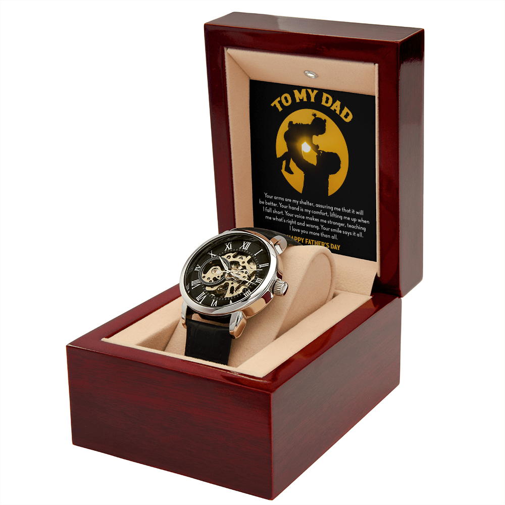To My Dad Gift Watch | Your Arms Are My Shelter | Father's Day Gift | Jewelry | PB24-WOOD, PROD-2222093, PT-4320, USER-43062, W30044 | TageUnlimited