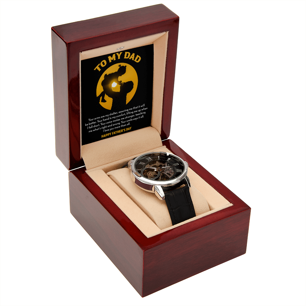 To My Dad Gift Watch | Your Arms Are My Shelter | Father's Day Gift | Jewelry | PB24-WOOD, PROD-2222093, PT-4320, USER-43062, W30044 | TageUnlimited
