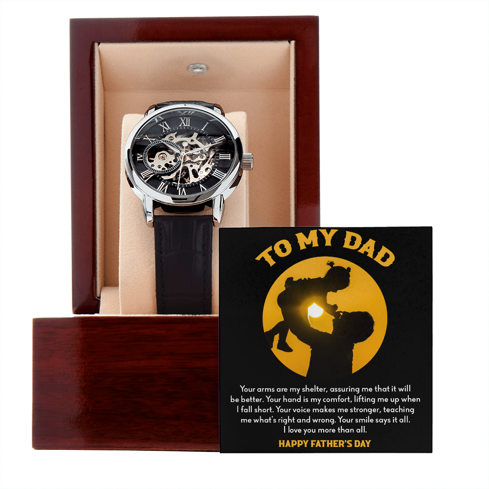 To My Dad Gift Watch | Your Arms Are My Shelter | Father's Day Gift | Jewelry | PB24-WOOD, PROD-2222093, PT-4320, USER-43062, W30044 | TageUnlimited