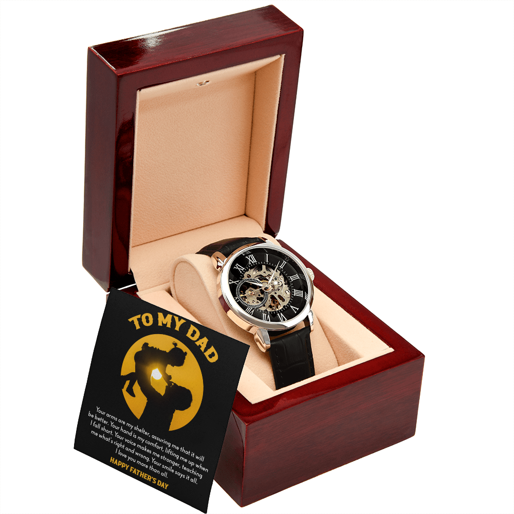 To My Dad Gift Watch | Your Arms Are My Shelter | Father's Day Gift | Jewelry | PB24-WOOD, PROD-2222093, PT-4320, USER-43062, W30044 | TageUnlimited