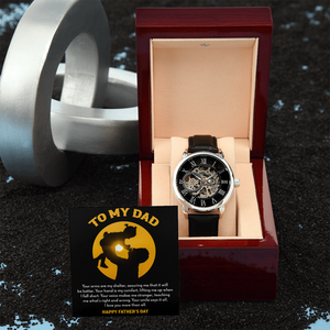 To My Dad Gift Watch | Your Arms Are My Shelter | Father's Day Gift | Jewelry | PB24-WOOD, PROD-2222093, PT-4320, USER-43062, W30044 | TageUnlimited