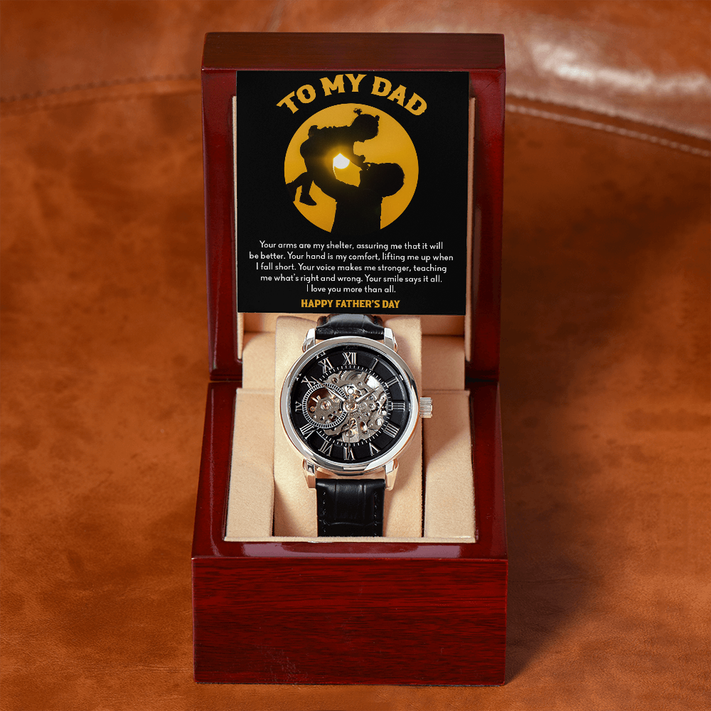 To My Dad Gift Watch | Your Arms Are My Shelter | Father's Day Gift | Jewelry | PB24-WOOD, PROD-2222093, PT-4320, USER-43062, W30044 | TageUnlimited
