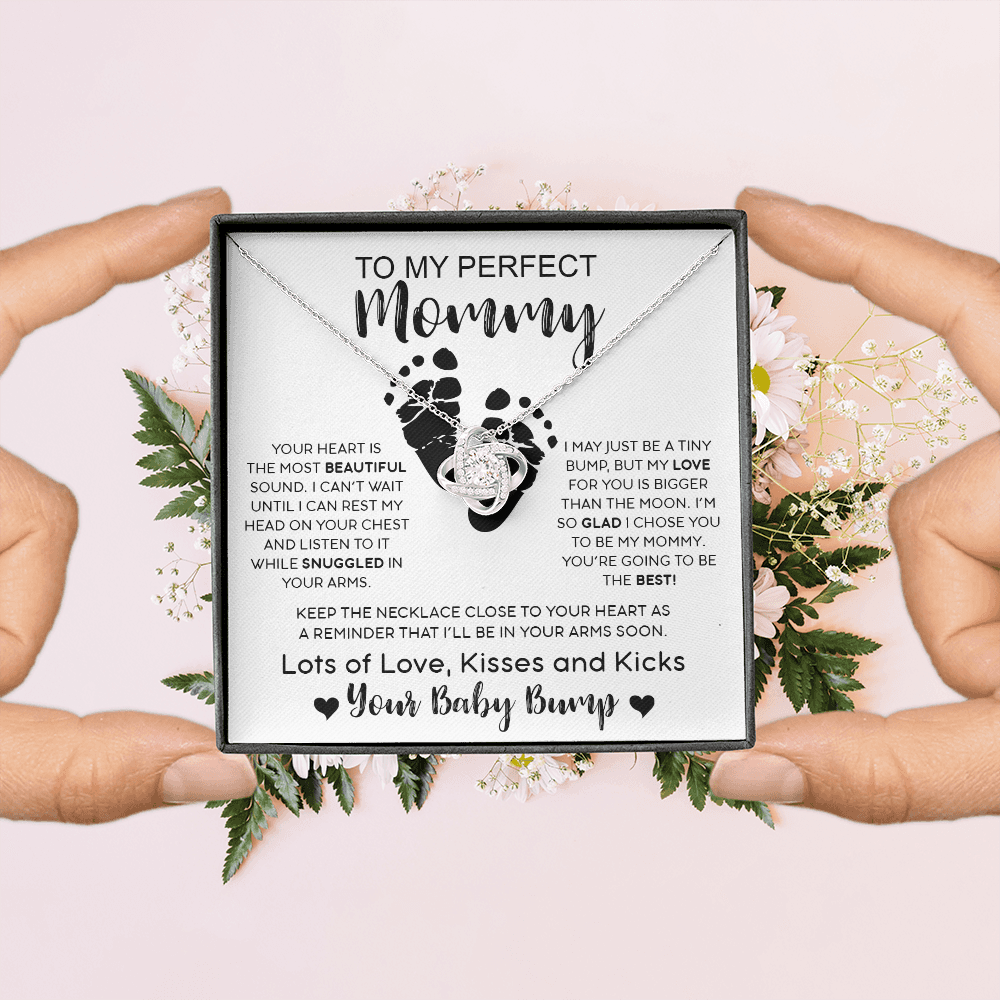 To My Perfect Mommy | Your Heart Is The Most Beautiful (Love Knot Necklace) | Jewelry | C30011TG, C30011TR, lx-C30011, PB23-WOOD, PROD-2083367, PT-922, TNM-1, USER-43062 | TageUnlimited