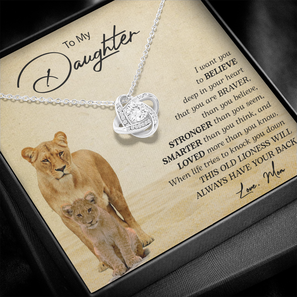 To My Daughter | I Want You To Believe (Love Knot Necklace) | Jewelry | C30011TG, C30011TR, lx-C30011, PB23-WOOD, PROD-2249175, PT-922, TNM-1, USER-43062 | TageUnlimited
