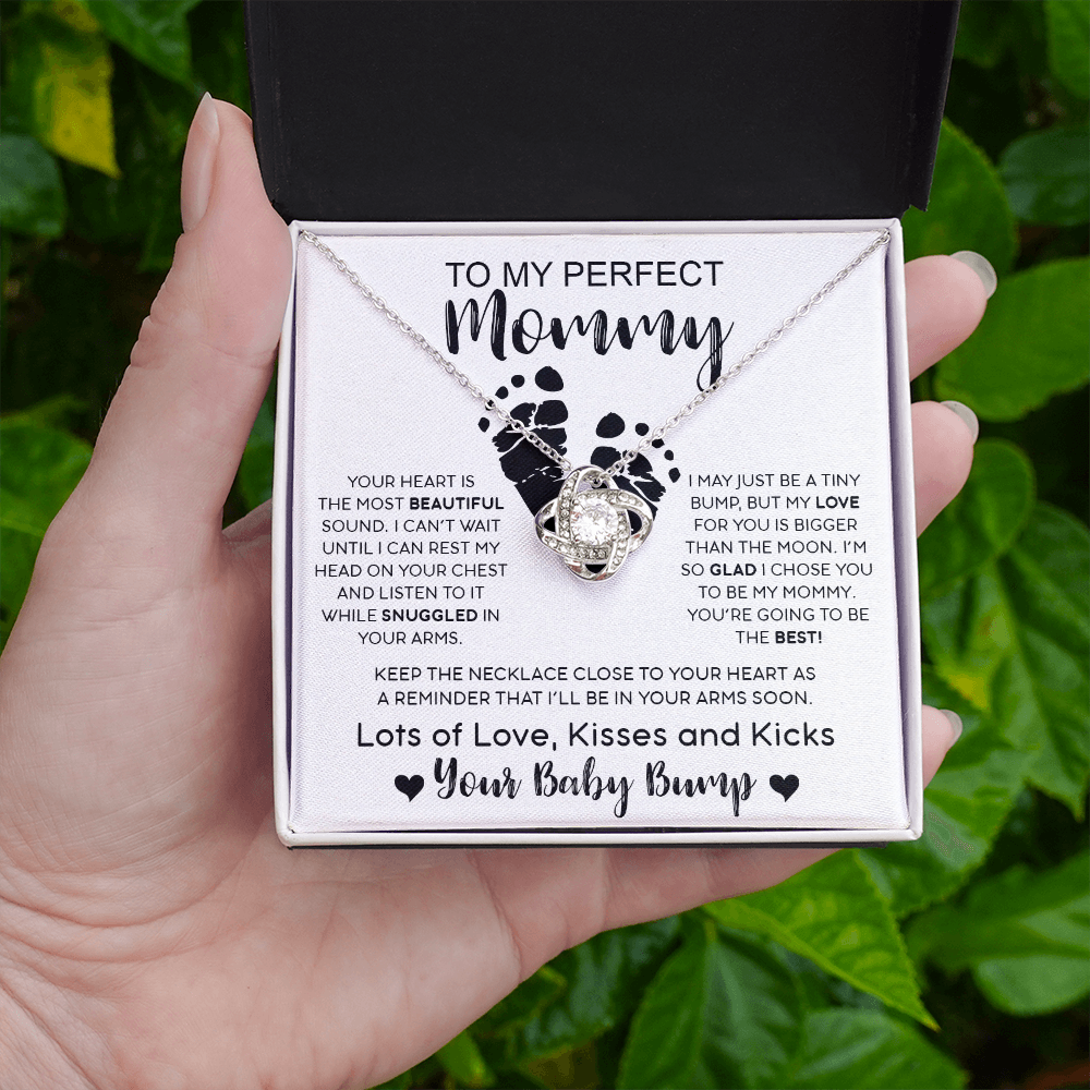 To My Perfect Mommy | Your Heart Is The Most Beautiful (Love Knot Necklace) | Jewelry | C30011TG, C30011TR, lx-C30011, PB23-WOOD, PROD-2083367, PT-922, TNM-1, USER-43062 | TageUnlimited