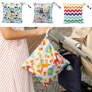 Baby Diaper Bag Cartoon Print Waterproof Wet Dry Nappy Zipper Handbag Stroller Carry Pack Travel Outdoor Wet Diaper Storage Bags | 0 | Tage-Active