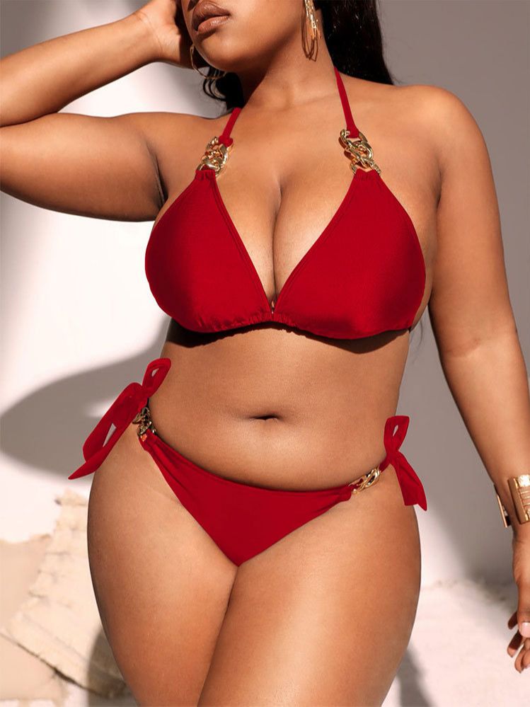 Beachwear Summer New Woman Solid Open Back Swimsuit Plus Size Swimwear Sexy Neck Swiming Suits Bikini Mujer | TageUnlimited
