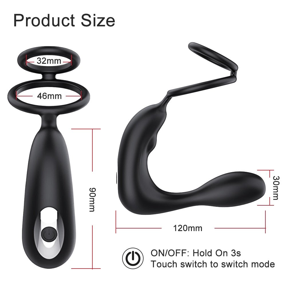 Bluetooth APP Male Prostate Massager Vibrator Double Ring Delay Ejaculation Anal Plug Stimulator Adult Sex Toys for Men Couples | TageUnlimited