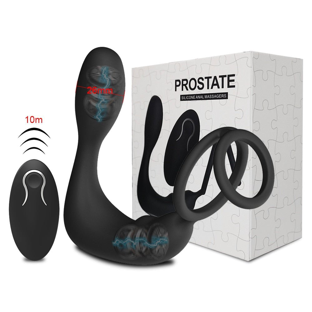 Bluetooth APP Male Prostate Massager Vibrator Double Ring Delay Ejaculation Anal Plug Stimulator Adult Sex Toys for Men Couples | TageUnlimited