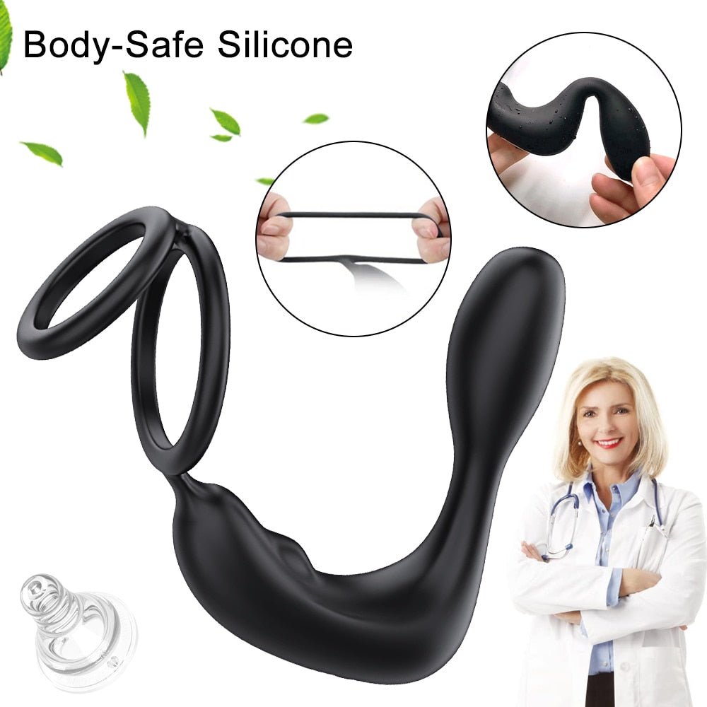 Bluetooth APP Male Prostate Massager Vibrator Double Ring Delay Ejaculation Anal Plug Stimulator Adult Sex Toys for Men Couples | TageUnlimited