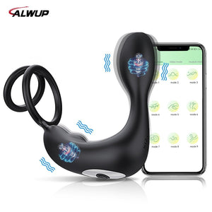 Bluetooth APP Male Prostate Massager Vibrator Double Ring Delay Ejaculation Anal Plug Stimulator Adult Sex Toys for Men Couples | TageUnlimited