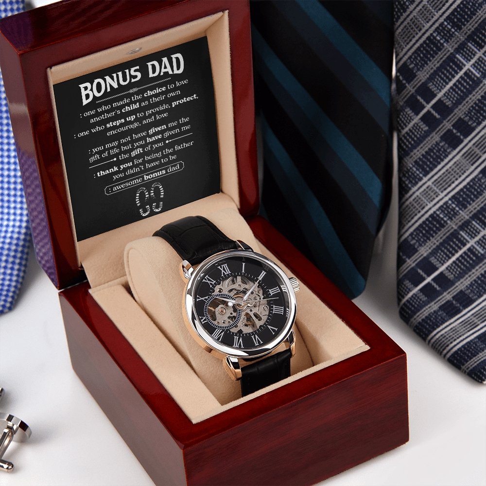 Bonus Dad - Stepping In - Openwork Watch | Jewelry | PB24-WOOD, PROD-2210777, PT-4320, USER-43062, W30044 | TageUnlimited