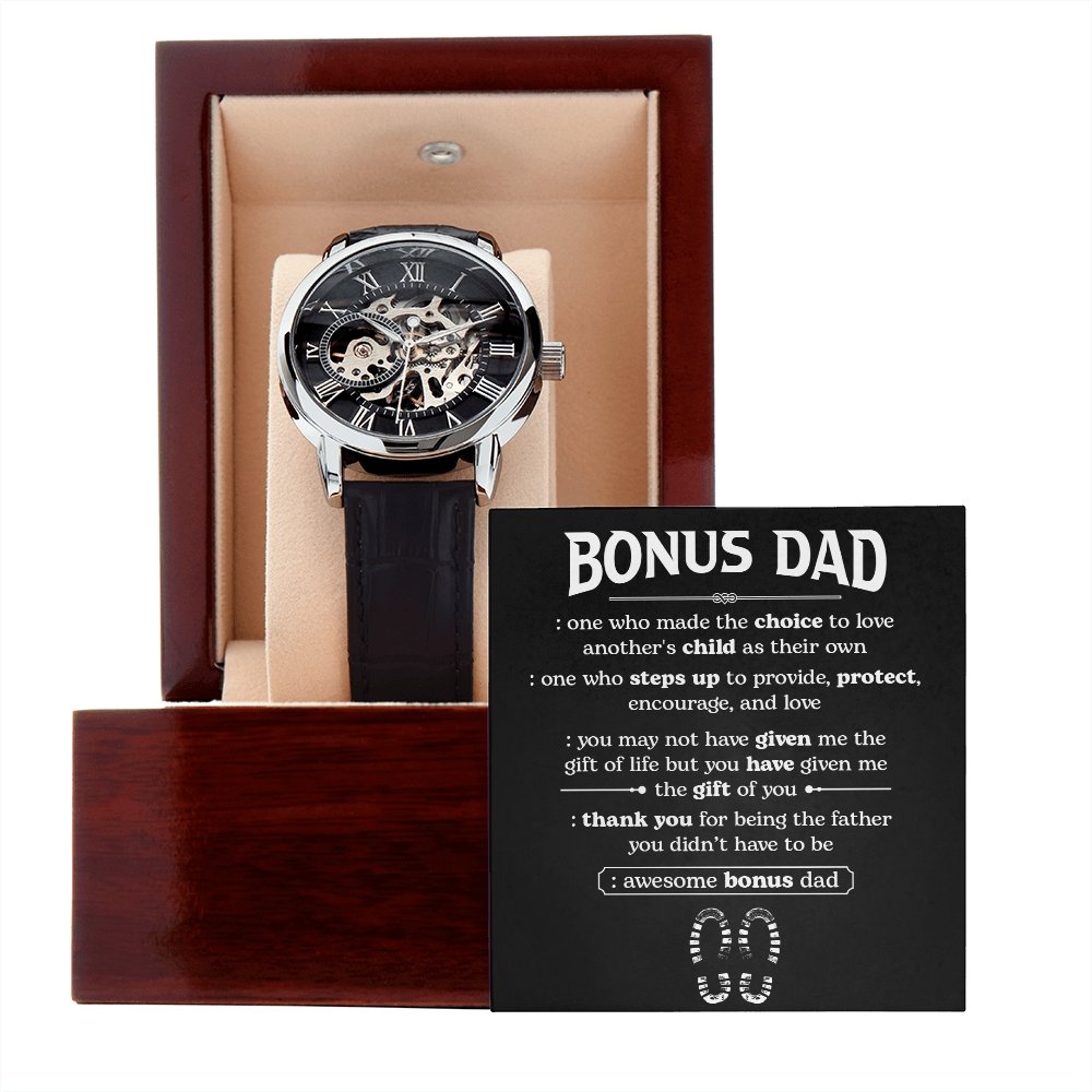 Bonus Dad - Stepping In - Openwork Watch | Jewelry | PB24-WOOD, PROD-2210777, PT-4320, USER-43062, W30044 | TageUnlimited