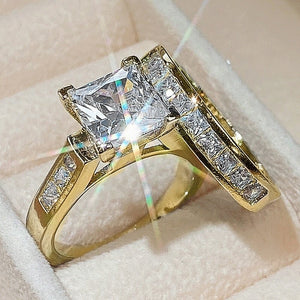 CAOSHI Fashion Wedding Ring Set for Women Dazzling Square Zirconia Luxury Lady Accessories Set Trendy Delicate Bridal Jewelry | 0 | Tage-Active