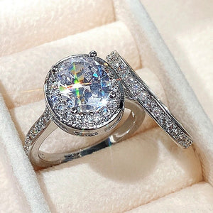 CAOSHI Fashion Wedding Ring Set for Women Dazzling Square Zirconia Luxury Lady Accessories Set Trendy Delicate Bridal Jewelry | 0 | Tage-Active