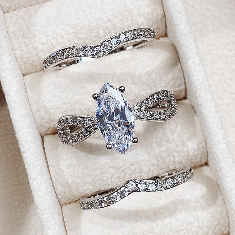 CAOSHI Fashion Wedding Ring Set for Women Dazzling Square Zirconia Luxury Lady Accessories Set Trendy Delicate Bridal Jewelry | 0 | Tage-Active