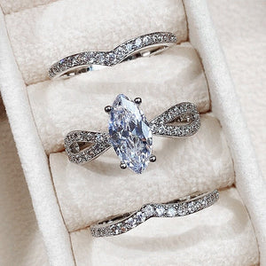CAOSHI Fashion Wedding Ring Set for Women Dazzling Square Zirconia Luxury Lady Accessories Set Trendy Delicate Bridal Jewelry | 0 | Tage-Active