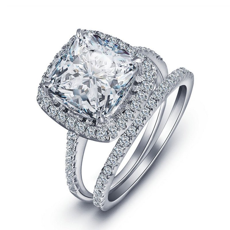 CAOSHI Fashion Wedding Ring Set for Women Dazzling Square Zirconia Luxury Lady Accessories Set Trendy Delicate Bridal Jewelry | 0 | Tage-Active