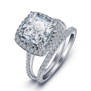 CAOSHI Fashion Wedding Ring Set for Women Dazzling Square Zirconia Luxury Lady Accessories Set Trendy Delicate Bridal Jewelry | 0 | Tage-Active